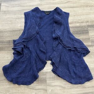 Theory Navy Ruffled Sweater Vest